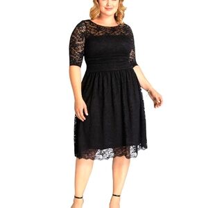 Kiyonna‎ Dress Plus 1X Black Lace Evening Cocktail Formal Slimming NEW Dressy